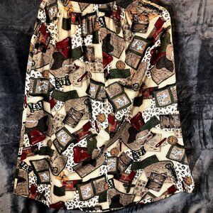 Alfred Dunner Skirt Womans  Safari-Themed A-Line With Elastic Waist & Map Print